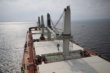 Weather deck, hatch-covers, cranes of geared bulk carrier