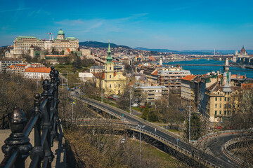 Buda castle and Danube river view from the citadel, Budapest