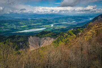 Drava river view from the Golica mountain, Jesenice, Slovenia