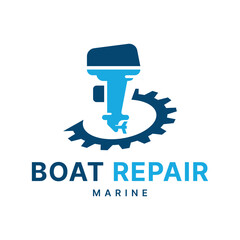 Speed Boat Repair Service Logo design for marine transport 