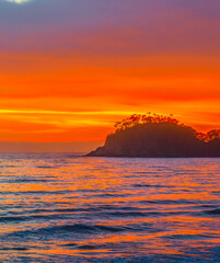 Summer Sunrise Seascape with Rain Clouds