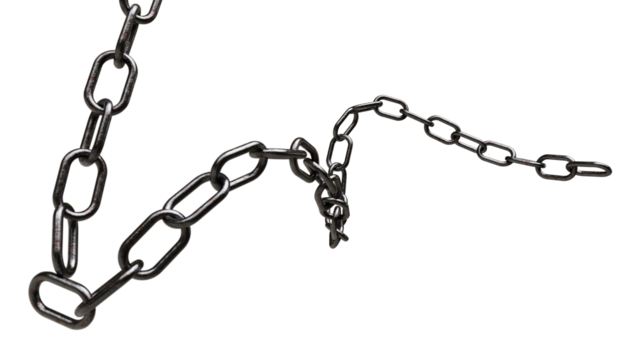 rusty chain link metal render on transparent background