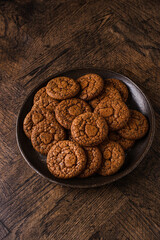 chocolate cookies on a wooden background