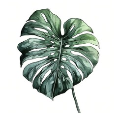  green monstera leaves illustration