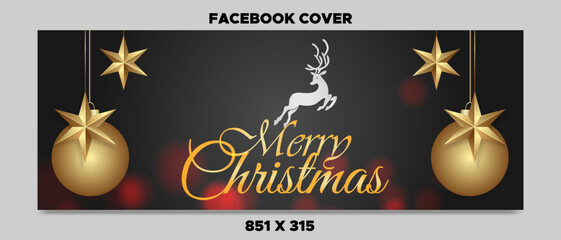 merry christmas and happy new year facebook cover banner template