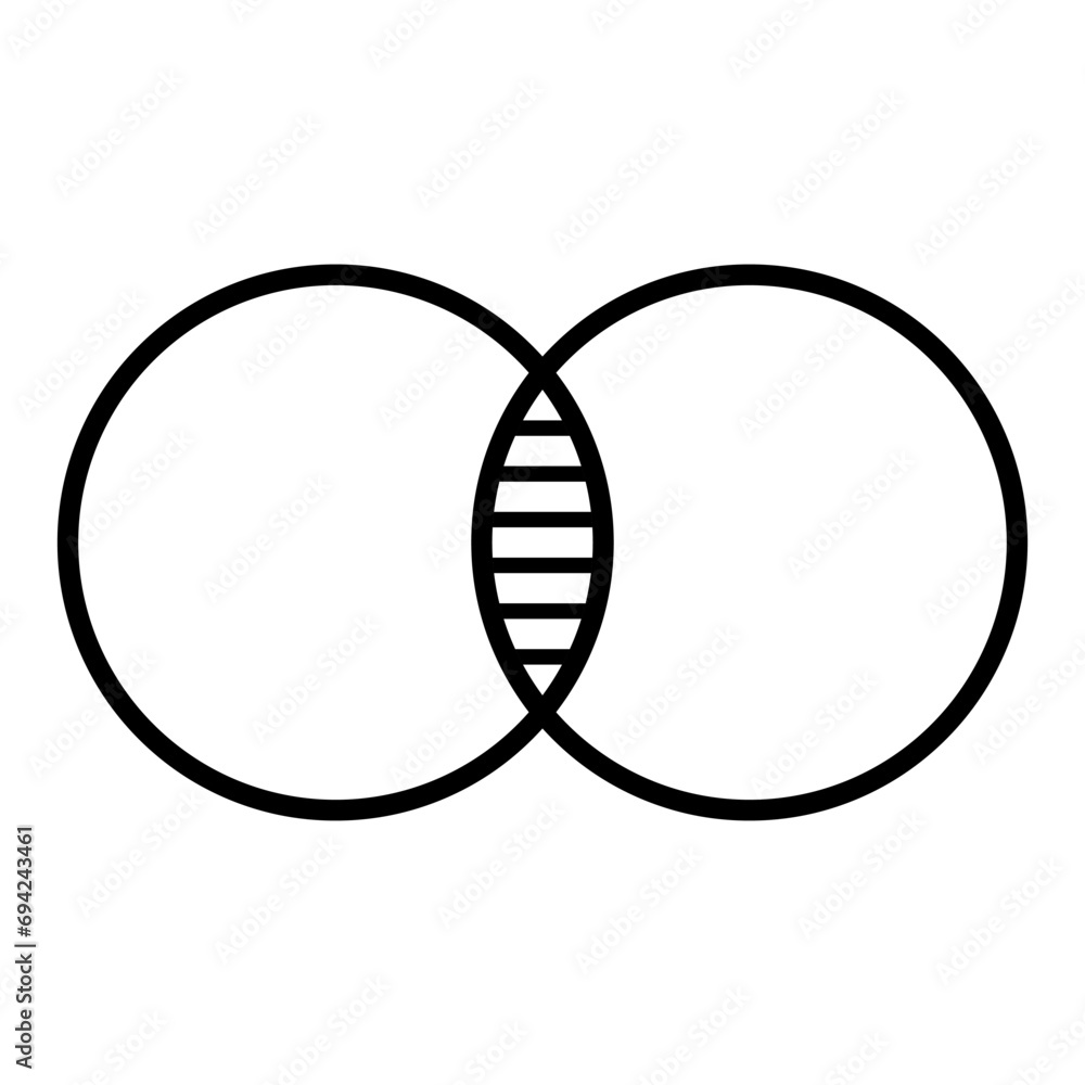 Poster intersecting circles and common area icon. vector.