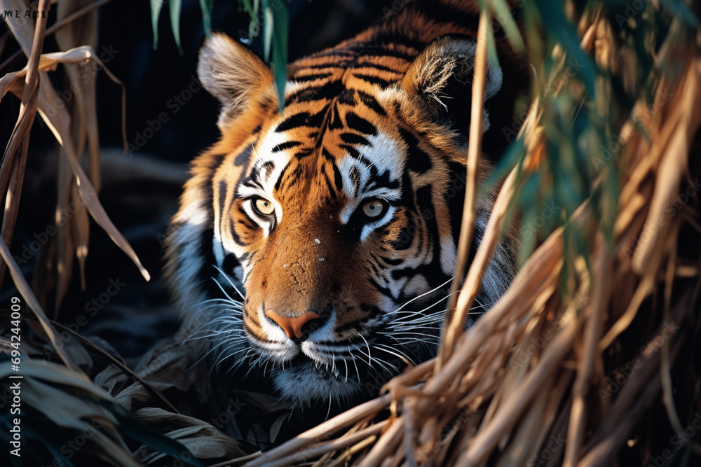 Poster visual patterns inspired by the habitat of the amur tiger, emphasizing the need for conservation of 
