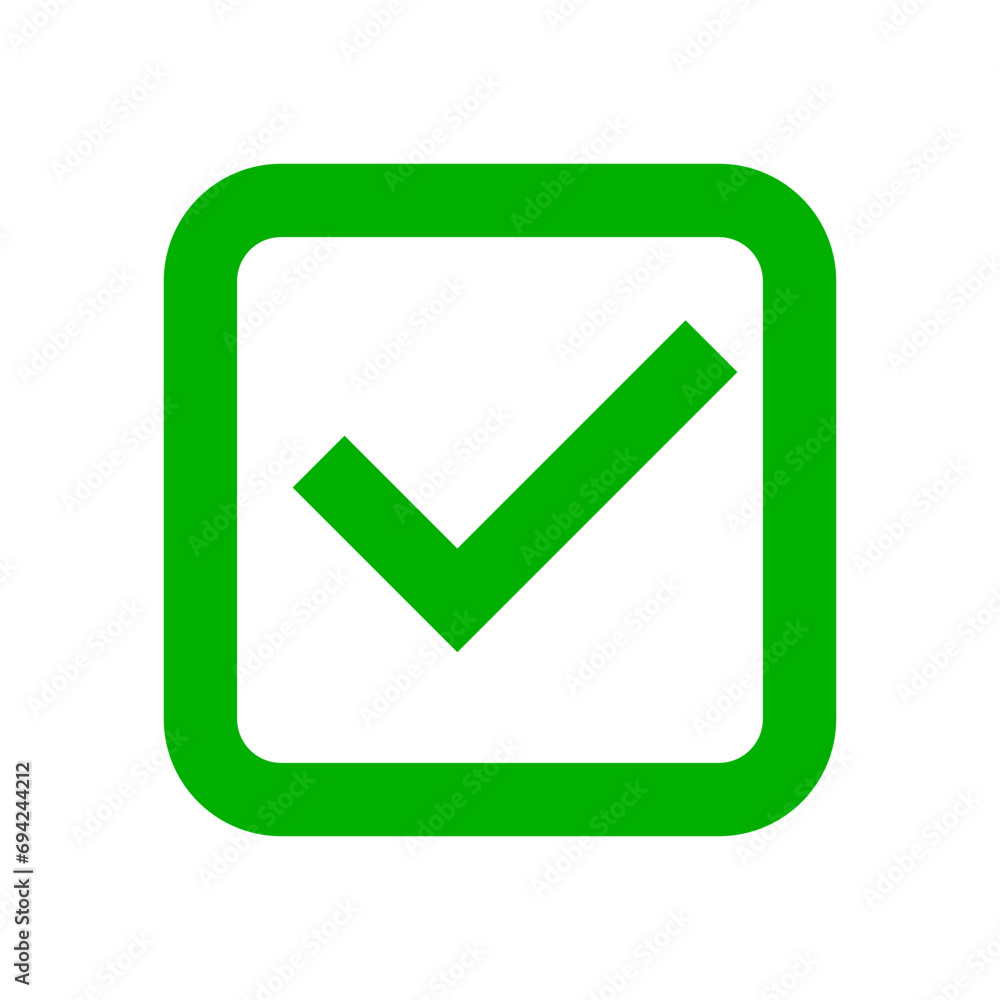 Poster simple green square check box icon. vector.