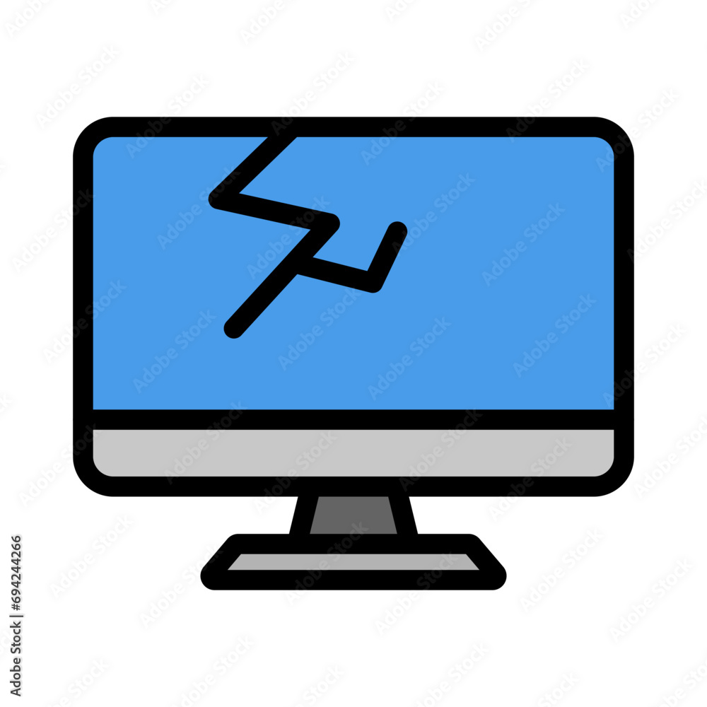 Wall mural Flat design broken desktop PC icon. Vector.