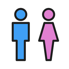 Simple male and female restroom icon set. Vector.