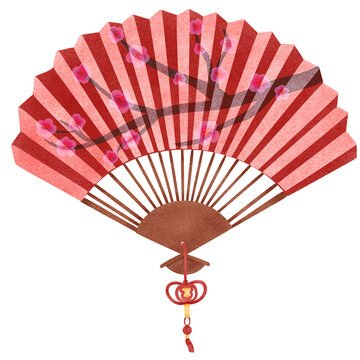 Red chinese fan red folding fan illustration hand drawn png images with transparent backgrounds