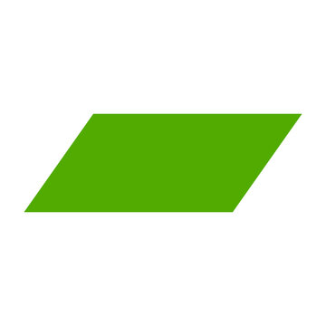 Green parallelogram shape icon. Vector.