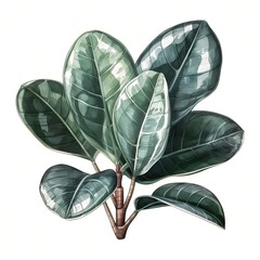 minimal style rubber plant drawing illustration - obrazy, fototapety, plakaty