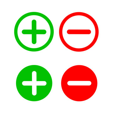 vector of green plus sign and red minus sign