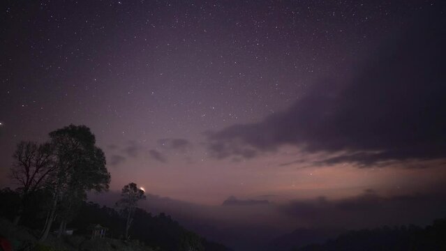 Time Lapse Geminid Meteor shower at Hadubi mountain in Chiang Mai, Thailand.