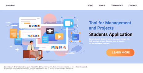 mix race students discussing with teacher during virtual meeting on online platform for communication and cooperation education day e-learning