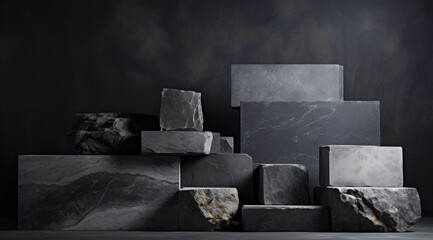 Monochrome Dark Marble and Stone Tile Samples