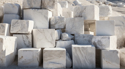 Quarry of Pristine White Marble Blocks