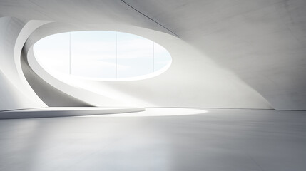 ai-generated, abstract interior angled design, futuristic scene, modern empty light room with concrete structure, with light gray tones, 8k