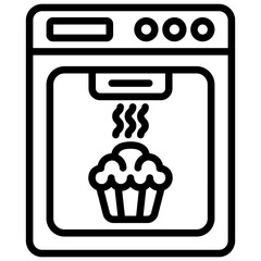 Oven black outline icons, related to home appliances. for web or app development. 