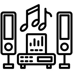 Sound System black outline icons, related to home appliances. for web or app development. 