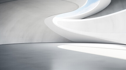 ai-generated, abstract interior angled design, futuristic scene, modern empty light room with concrete structure, with light gray tones, 8k