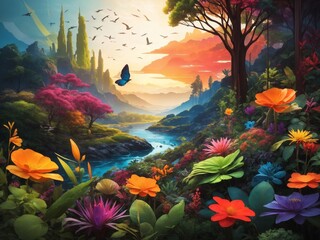 Obraz na płótnie Canvas Biodiversity Symphony: A Visual Ode to the Rich Tapestry of Life on Our Planet