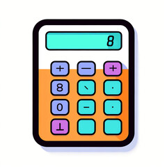 Colorful Modern Office Icon with Calculator: Clean, Simple Black Lines Design