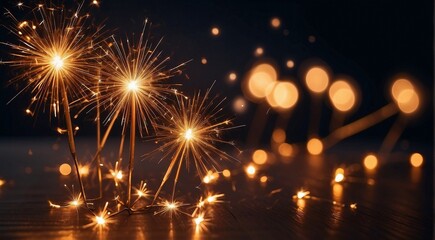 Fototapeta na wymiar glowing sparkler on blurred background, happy new year background, happy New Year background with glowing sparklers