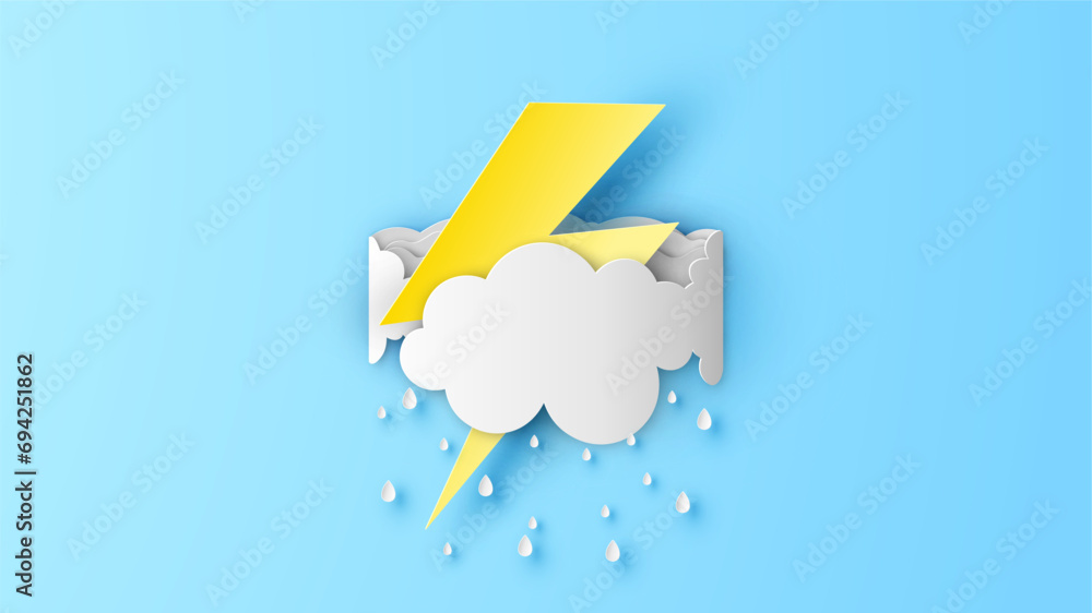 Poster lightning in the clouds. monsoon with thunder and raining clouds. rainy season with cloudy, lightnin