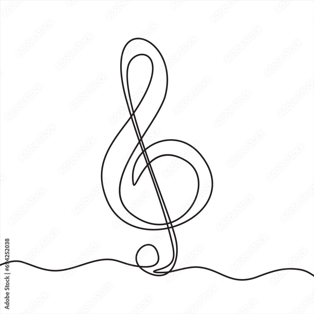 Aufkleber continuous music line art note vector sketch illustration. abstract music notes song sound concept b