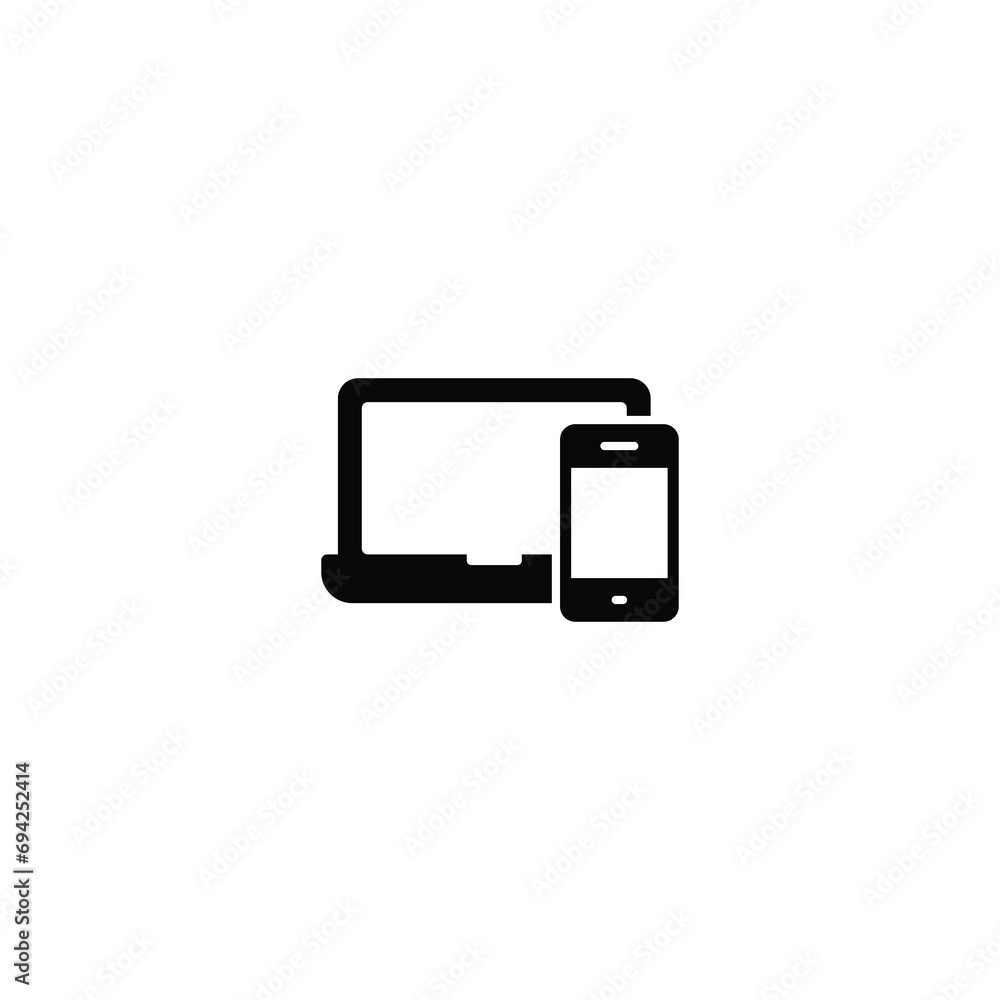 Poster laptop with smartphone icon vector for web site computer and mobile app