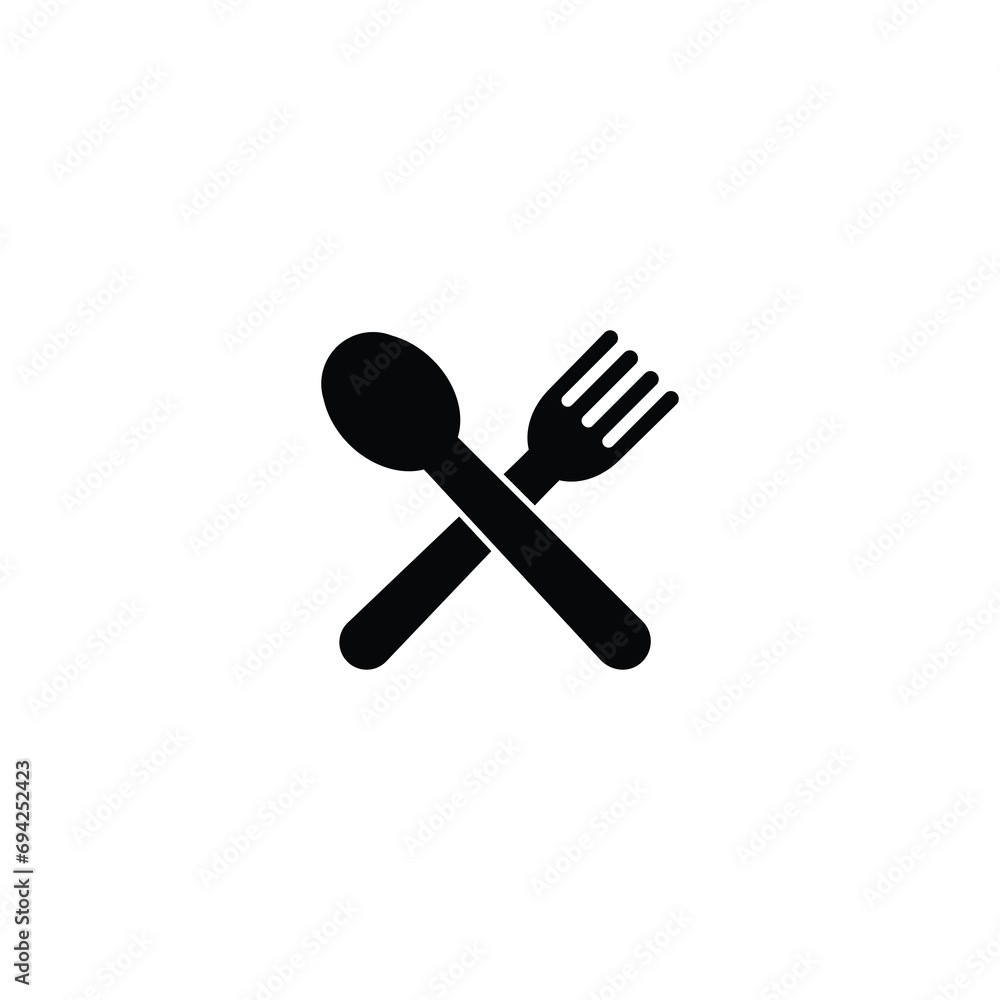 Poster spoon and fork , restaurant sign vector for web site computer and mobile app