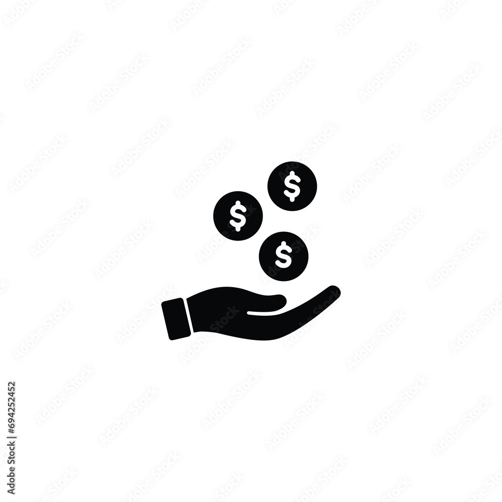 Poster hand holding money dollar icon vector for web site computer and mobile app