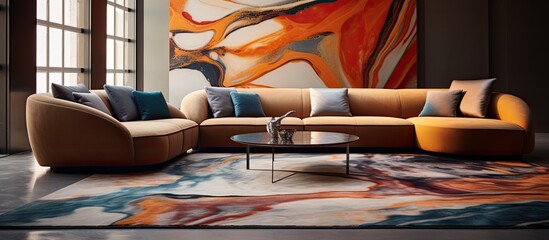 Contemporary abstract rug for interior living space.