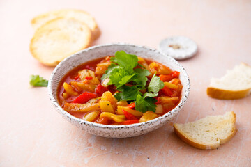 Healthy capsicum ragout with tomato sauce