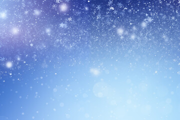 serene of gently falling snowflakes against a background adorned with glittering stars