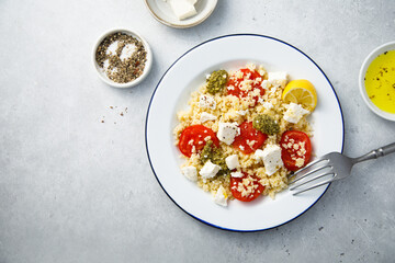 Couscous with pesto and Feta cheese