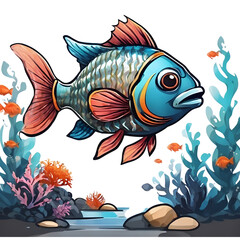 Fish Cartoon PNG Format With Transparent Background	