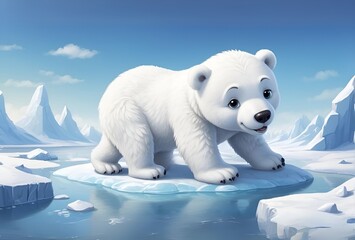 Cute Polar bear playing with ice, Polar bear, Beautiful cute animals, AI generated images, High resolution image