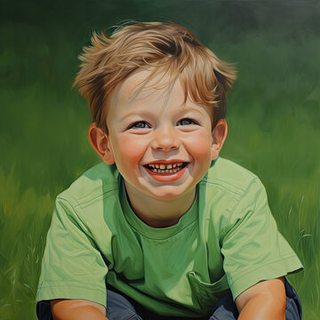 portrait of a boy on the grass