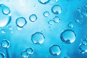 Bubbles in water on blue background