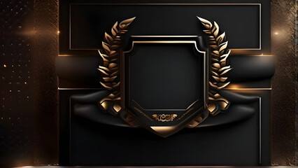 Obraz premium Black Golden Stage Royal Awards Graphics Background. Glowing Lines Elegant Shine Modern Spotlight. Luxury Premium Corporate Template. Abstract trophy Certificate Banner.