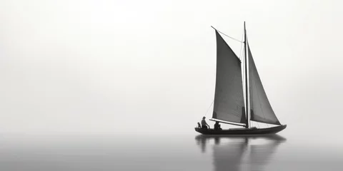 Foto op Canvas A sailboat on a foggy day at sea. © Dragan
