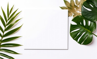 Fototapeta na wymiar paper with green leaves