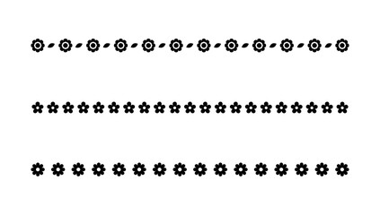 Cute Spring Floral Divider Borders Silhouette Set. Springtime and Easter flower separators design elements.