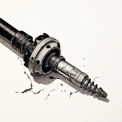 Detailed Pen and Ink Illustration of a Screwdriver Using Meticulous Hatching Technique