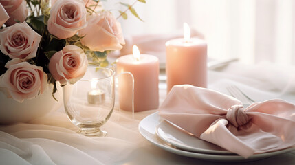 wedding table setting with roses