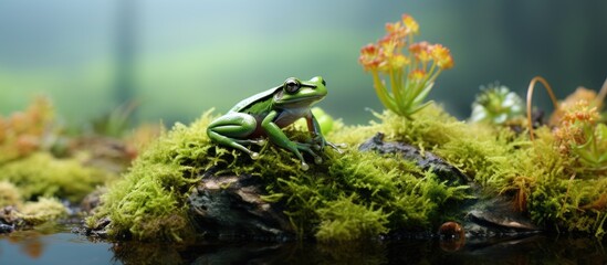Northern Frog on Moss - obrazy, fototapety, plakaty