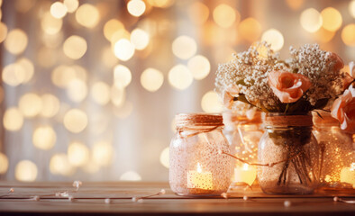 christmas , wedding decoration with candle and decorations